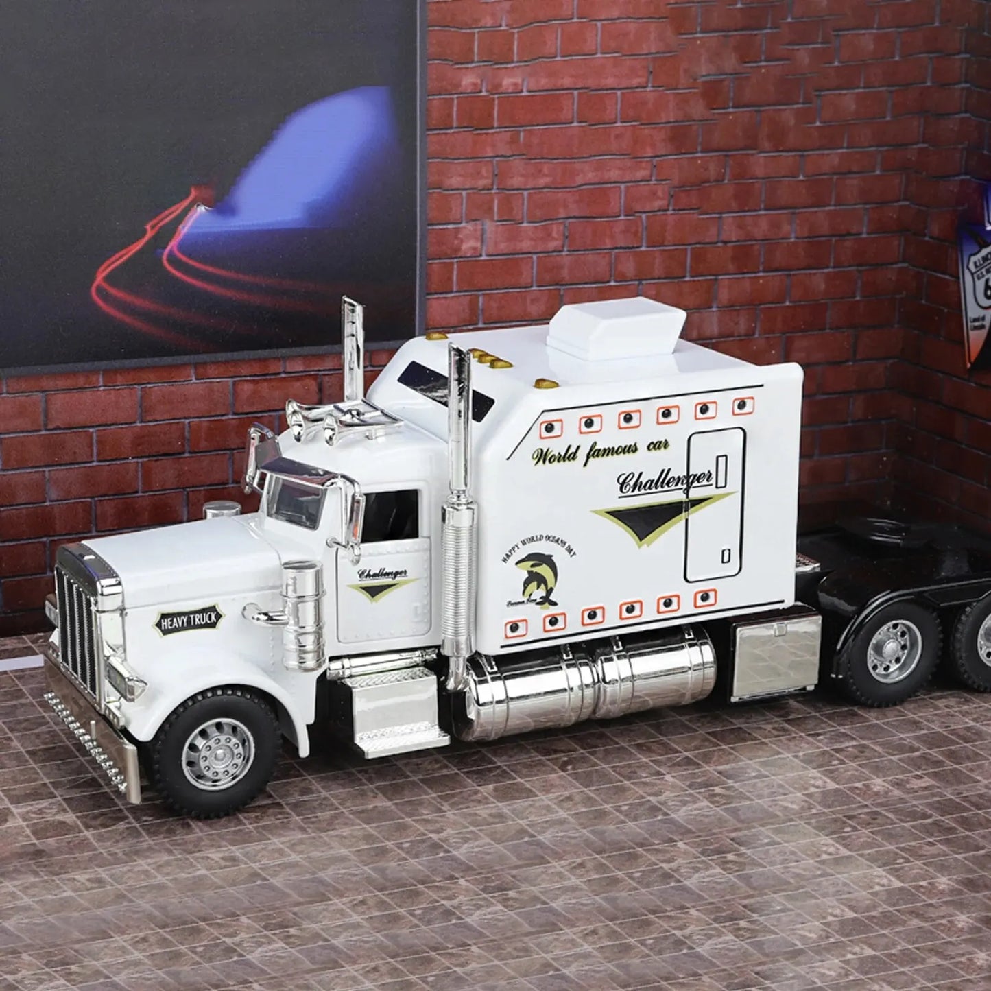 1:24 Scale Peterbilt 389 Tractor Trailer Toy – Lonestar Design Pre-Built Semi Truck with Realistic Functions for Kids