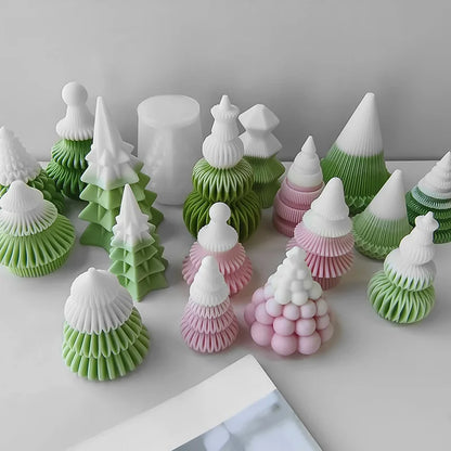 3D Origami Christmas Tree Silicone Mold — DIY Aroma Candle, Plaster & Gel Mold for Handmade Creative Holiday Decorations