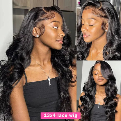 13x6 & 13x4 Deep Wave Human Hair Wig — 30-40 Inch HD Lace Frontal Body Wave & Curly Wigs for Black Women