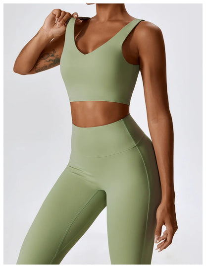 2PCS Seamless Women’s Yoga Set – Long Sleeve Crop Top & Leggings Workout Outfit, Athletic Gym Sportswear