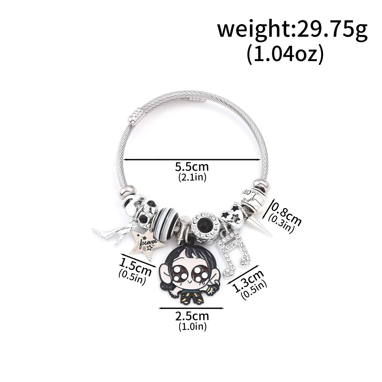 Y2K K-Pop Demon Hunters Bead & Enamel Pendant Bracelet – HUNTR/X Bangle Cosplay Jewelry Gift