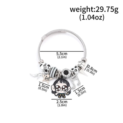 Y2K K-Pop Demon Hunters Bead & Enamel Pendant Bracelet – HUNTR/X Bangle Cosplay Jewelry Gift