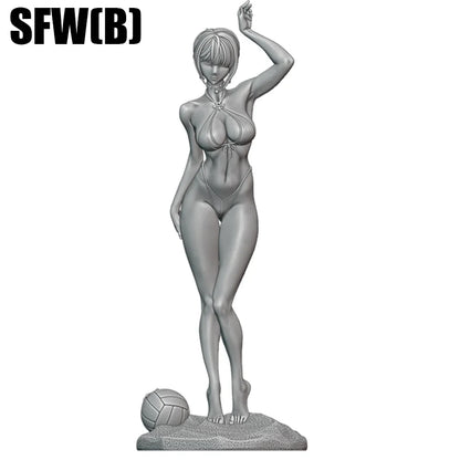 1/24 Short Blonde Lady Resin Figure Model - Unassembled Unpainted 3D Printed DIY Statue Kit