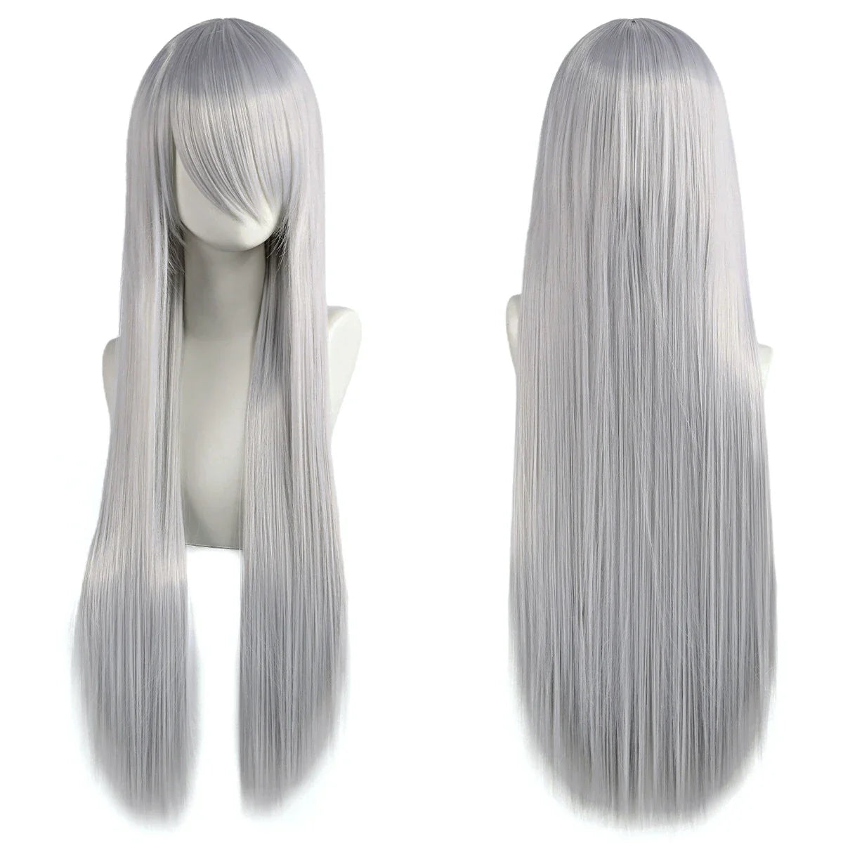 80cm Long Cosplay Wig - Synthetic Straight Hair with Bangs for Lolita Anime Costume Party Styling