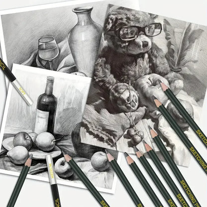 Drawing & Sketching Kit 20/54/58/70/144PCS – Portable Travel Case with Graphite, Charcoal, White Color Pencils & Blending Stump