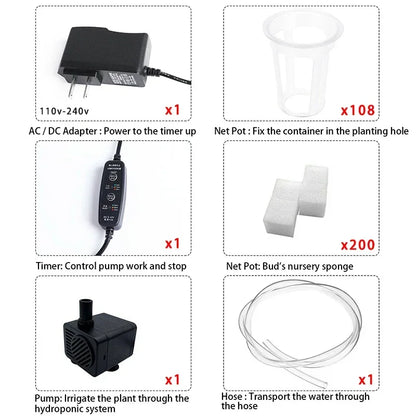 3 Layer Hydroponics Growing System – 108 Sites PVC Pipe Soilless Cultivation Kit for Vegetables & Herbs