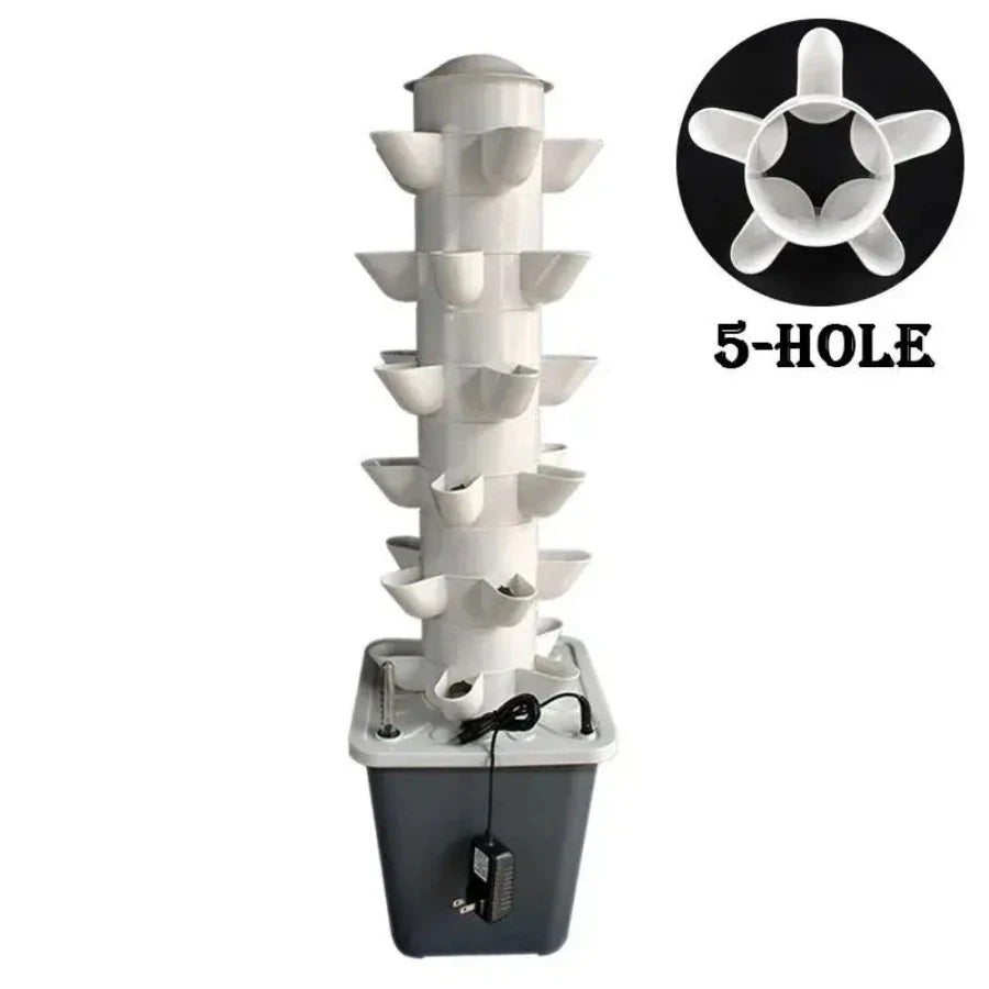Hydroponic Growing System – Mini Indoor/Outdoor Herb Vertical Garden Tower, 6 Tiers, 30 Holes for Vegetables
