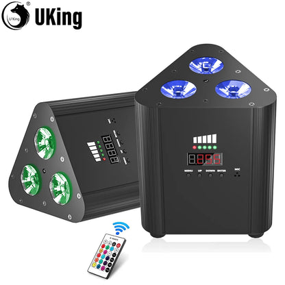 12W Triangle Battery LED Par Light - RGBW Wireless Uplight, DMX Stage Lighting for DJ, Disco, Wedding & Party
