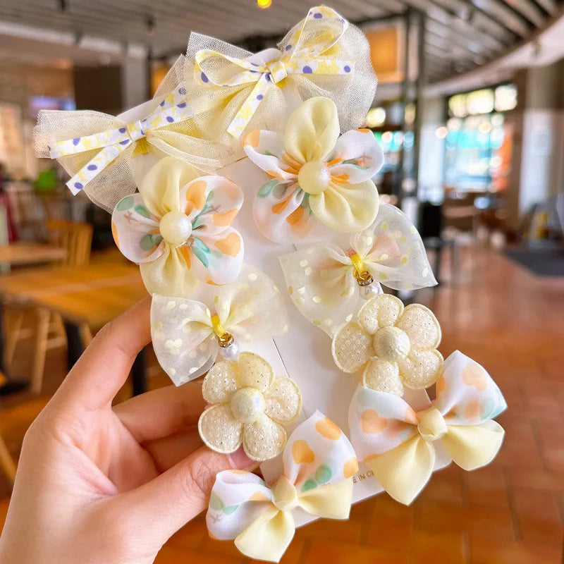 10 Pcs Baby Girl Flower Hair Bands Set – Cute Colorful Soft Scrunchies Ponytail Holders for Kids