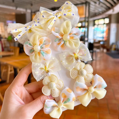 10 Pcs Baby Girl Flower Hair Bands Set – Cute Colorful Soft Scrunchies Ponytail Holders for Kids