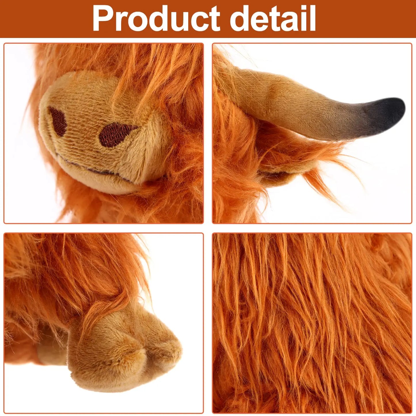 25cm Highland Cow Plush Toy — Soft Stuffed Animal Doll, Kawaii Kids & Baby Gift, Home & Room Decor