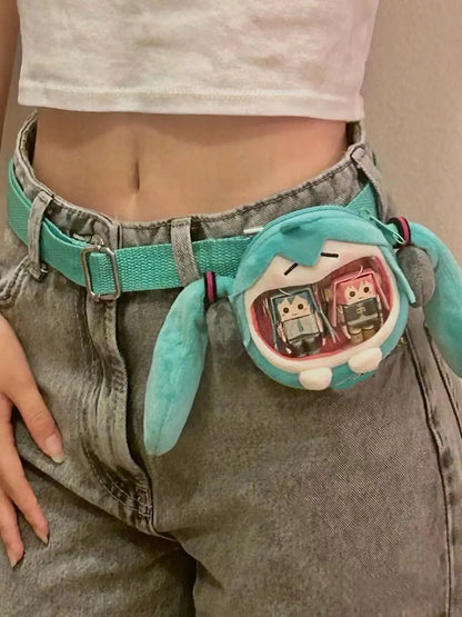Japanese Anime Hatsune Miku Coin Purse – Creative Big Mouth Cartoon Soft Doll Mini Itabag Messenger & Earphone Bag Gift for Students