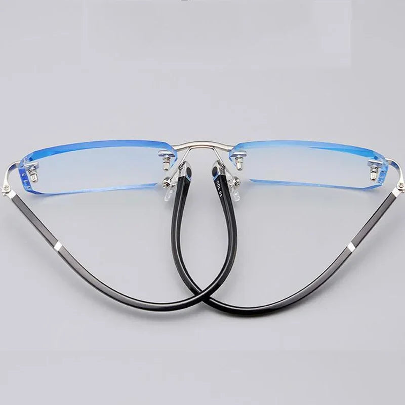 Luxury Diamond-Cut Photochromic Reading Glasses – Rimless Men’s & Women’s Color-Changing Presbyopia Eyewear