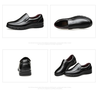 Genuine Leather Casual Shoes for Men – Flat Platform Walking Loafers, Breathable Handmade Outdoor Sneakers