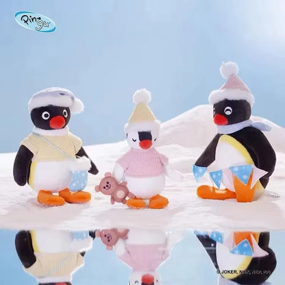 New Genuine Pingu Plush Doll – Winter-Themed Penguin Family Bag Hanging Decoration, Cute Plush Toy & Customized Gift