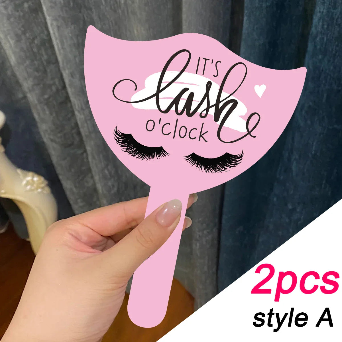 2PCS Eyelash Technician Photo Prop Cards — Soft PVC Handheld Lash Beauty Display Tools for Salon & Social Media