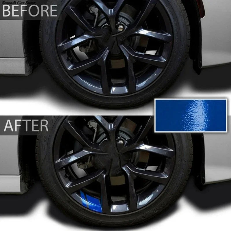 6PCS Reflective Car Wheel Decal Stickers — Red Adhesive Hub Accessories for Auto Wheels