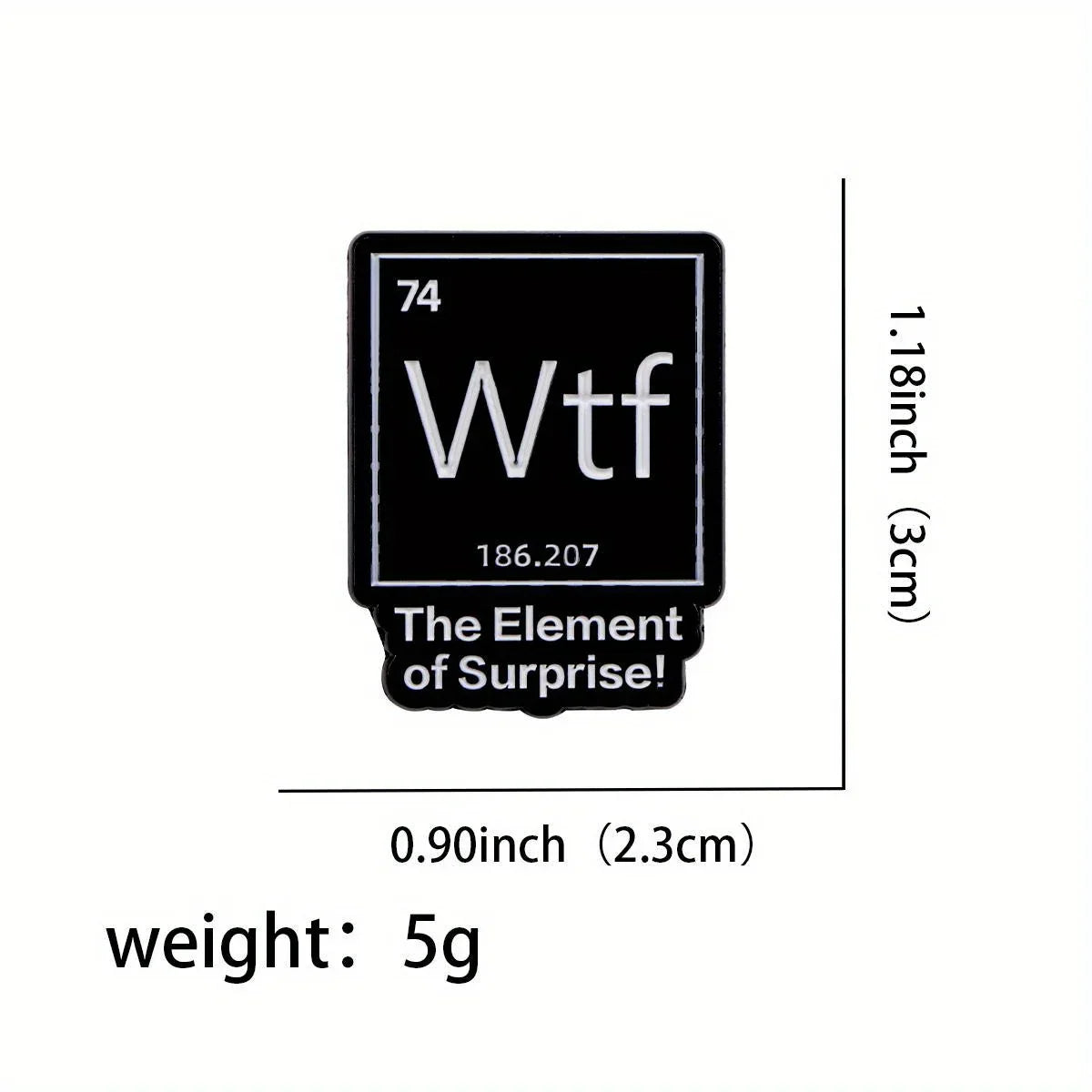The Element of Surprise Enamel Pin — Black WTF Lapel Pin for Backpacks & Clothing
