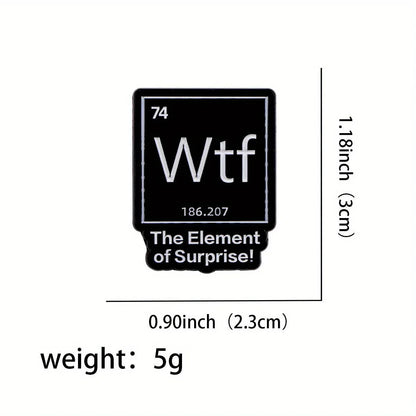 The Element of Surprise Enamel Pin — Black WTF Lapel Pin for Backpacks & Clothing
