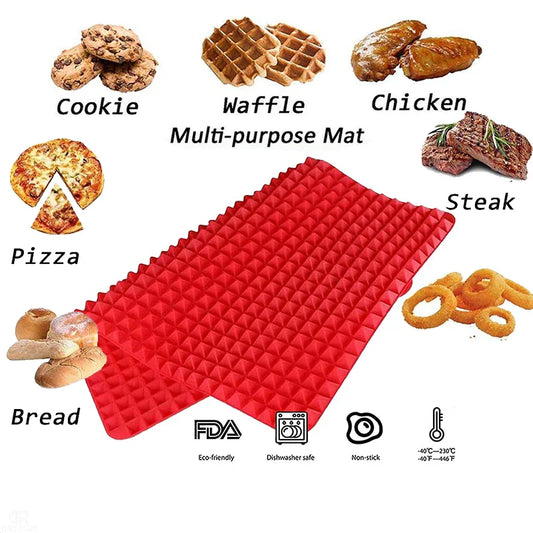 Silicone Cooking Mat – Heat-Resistant Pyramid Baking Sheet for Pizza, BBQ, Grilling & Roasting