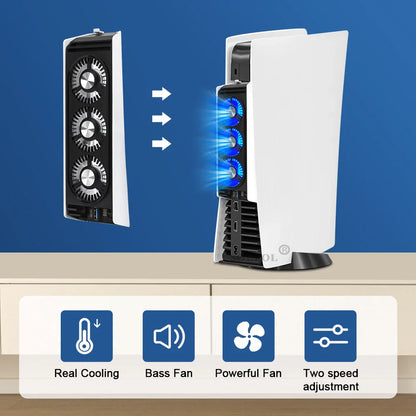 Upgraded PS5 Cooling Fan – Quiet USB 3.0 Hub with LED Light for Disc & Digital Edition Console Accessories
