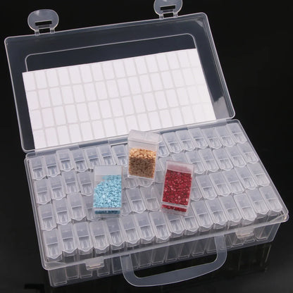 Plastic Storage Box with 28/32/48/56/64 Slots – DIY Diamond Painting Beads, Charms & Jewelry Accessories Organizer