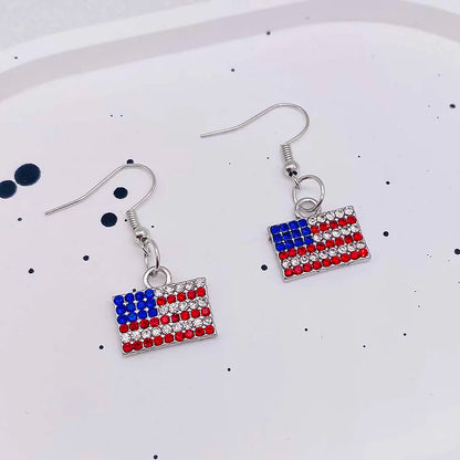USA Flag Hat Wing Charms Earrings - Patriotic 4th of July Rainbow Flag Dangle Jewelry for Women & Girls