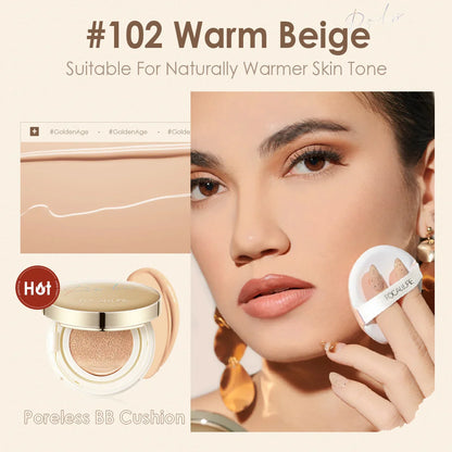 FOCALLURE Air Cushion BB Cream – Poreless, Waterproof, Long-Lasting Matte Foundation & Brightening Concealer with Puff
