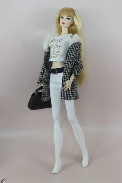 Handmade BABI CLOTHES Leather Overcoat – 11.5 Inch 30cm Doll BJD Outfit Accessories Gift