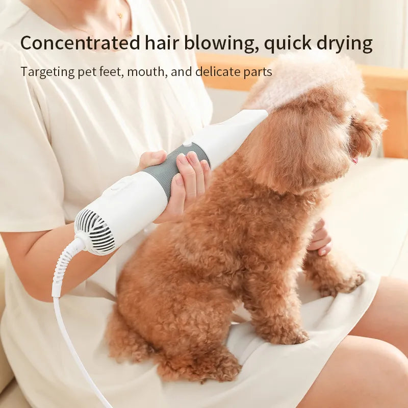 3-in-1 Pet Dryer - Quiet Dog Hair Dryer with Comb Brush | Low Noise, Adjustable Temperature for Cats & Dogs