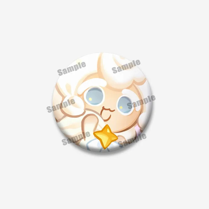 Cookie Run Kingdom Meringue & Jellyfish Enamel Badge – Round Brooch for Backpack, Jewelry Pin & Party Gift