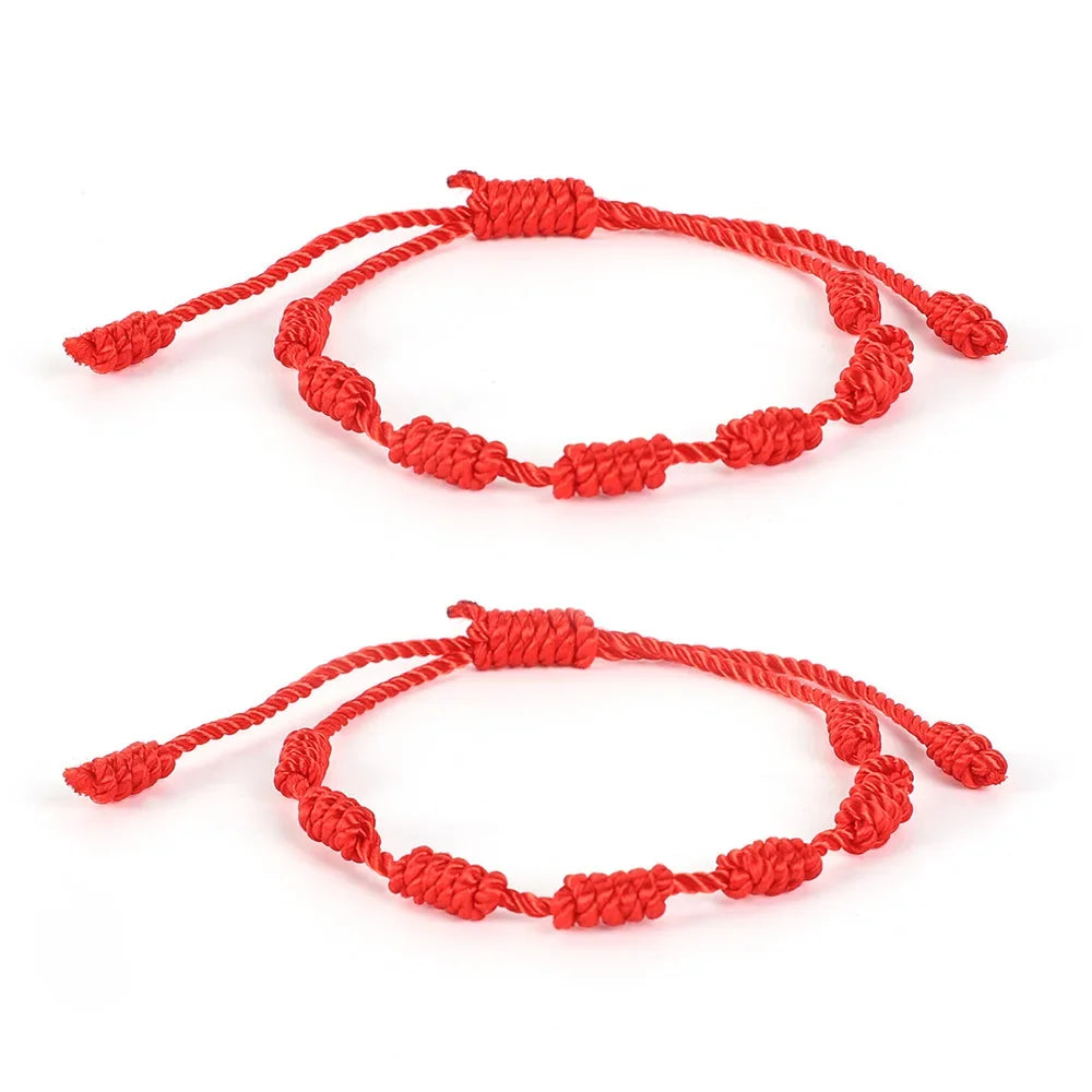 2/10PCS Lucky Red Rope Evil Eye Bracelets – Handmade Protective Wristbands for Men & Women