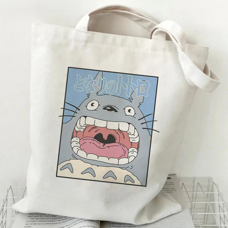 Totoro Studio Ghibli Fashion Tote Bag – Foldable Reusable Shopping Handbag, Harajuku Style Student Bag