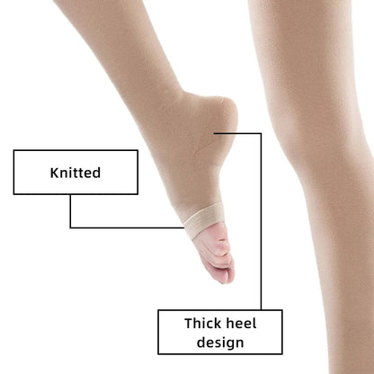 Medical Compression Pantyhose Stocking - 20-30mmHg Women's Thigh-Highs, Open Toe Class 2 Pressure Support for Varicose Veins, Plus Size