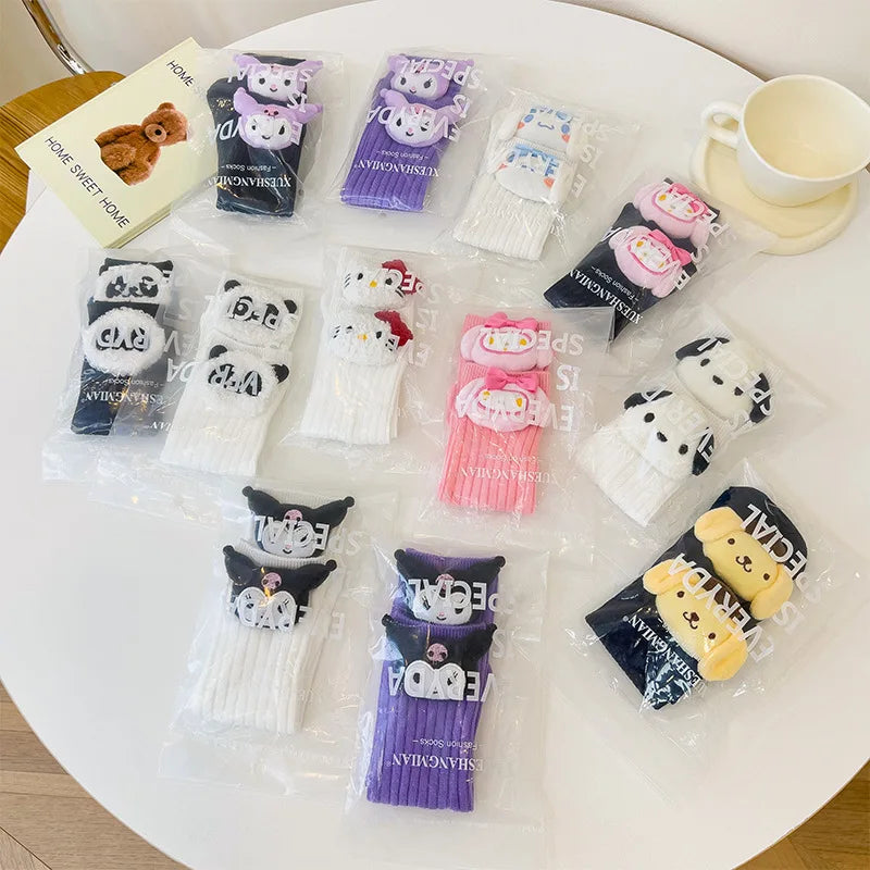 Sanrio Kuromi, Melody, Cinnamoroll & Kitty Cat Socks – Kawaii Cartoon Mid-Tube Socks for Girls, Korean Style Trendy Student Socks