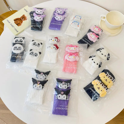 Sanrio Kuromi, Melody, Cinnamoroll & Kitty Cat Socks – Kawaii Cartoon Mid-Tube Socks for Girls, Korean Style Trendy Student Socks
