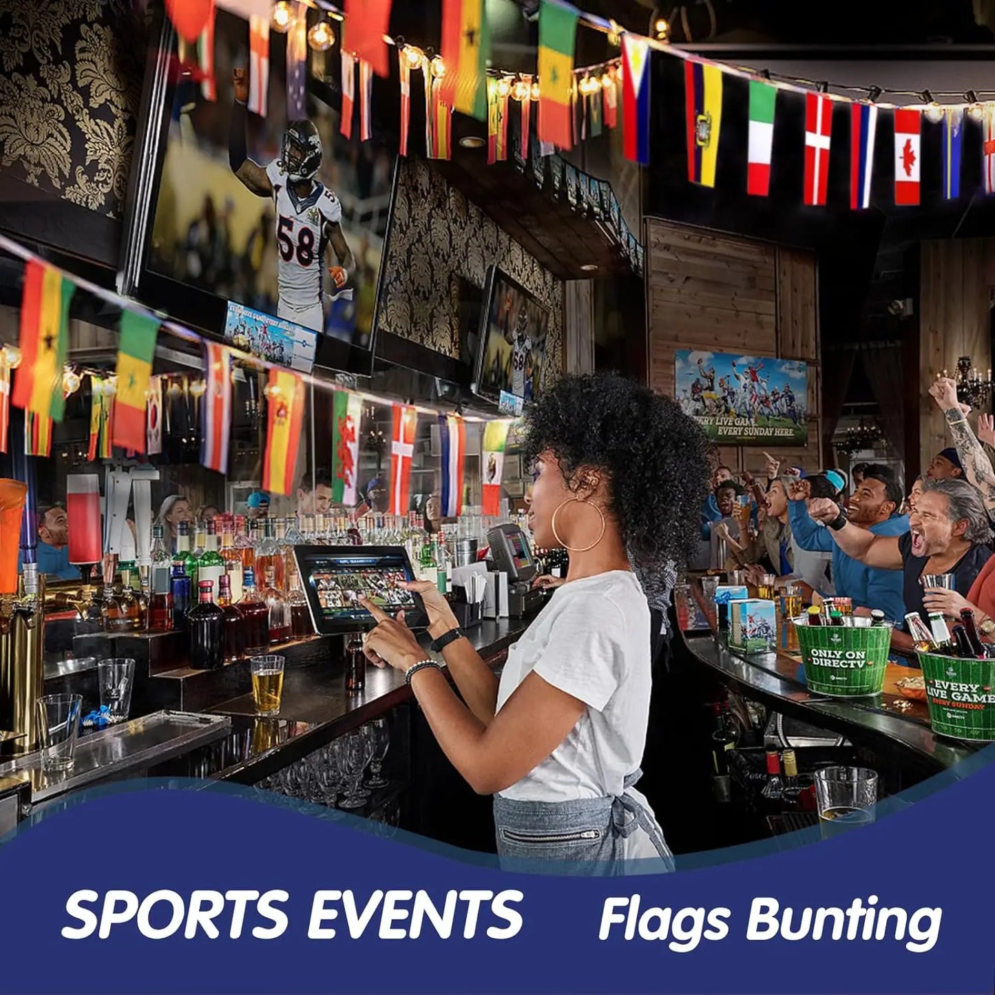World Flags String Banner – 100 Countries International Hanging Pennant for Sports, School & Club Decoration