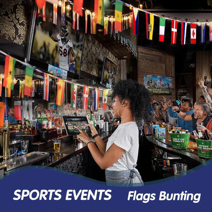 World Flags String Banner – 100 Countries International Hanging Pennant for Sports, School & Club Decoration