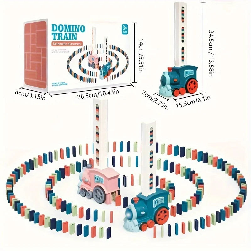 Automatic Domino Train – Electric Car Brick Block Kits for Creative Games, Intelligence and Educational DIY Toys, Kids Birthday Gift