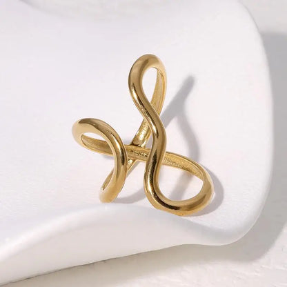 Gold Stainless Steel Rings for Women – Unique, Colorfast Party Jewelry with Exaggerated Charms & Personalized Gift