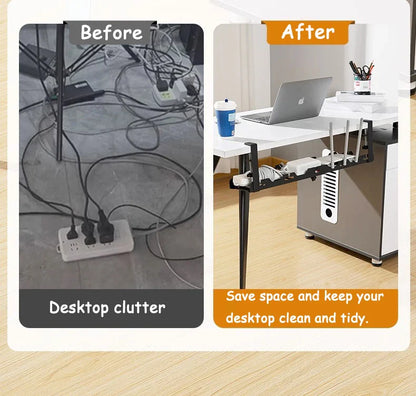 Telescopic Under-Desk Storage Rack – Metal Cable Management Tray for Home and Office, No-Punch Wire Organizer
