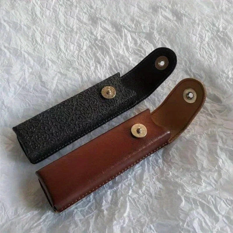 Classic Leather Eyeglasses Case – Elegant Hard Glasses Box for Men & Women, Suitable for Slim & Narrow Frames