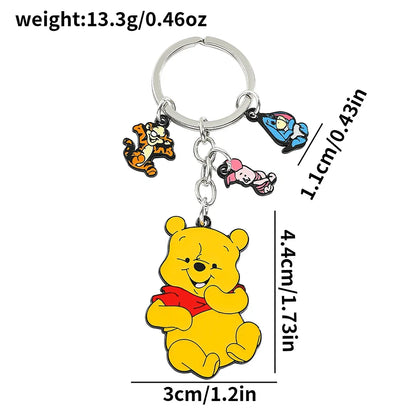 Winnie The Pooh Cartoon Keychain - Cute Anime Bear Key Ring, Birthday Gift Accessory for Friends