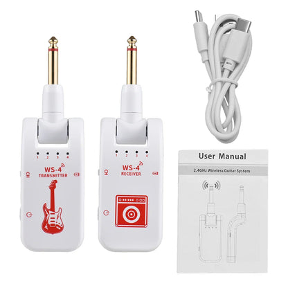 2.4G Wireless Guitar System – Rechargeable Transmitter & Receiver for Electric Guitar and Bass, Plug & Play Real-Time Transmission