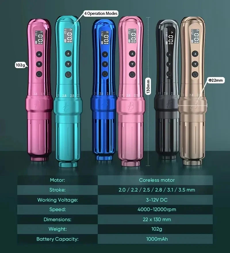 BIOMASER U1 Wireless Rotary Tattoo Pen — Professional PMU Machine for Eyebrow, Lip & Microblading Permanent Makeup