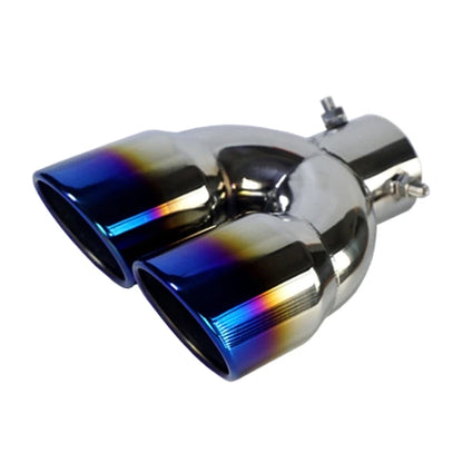 Universal 63mm Double-Barrel Car Exhaust Tip — Black Titanium Stainless Steel Tail Pipe Muffler Outlet, Auto Accessories