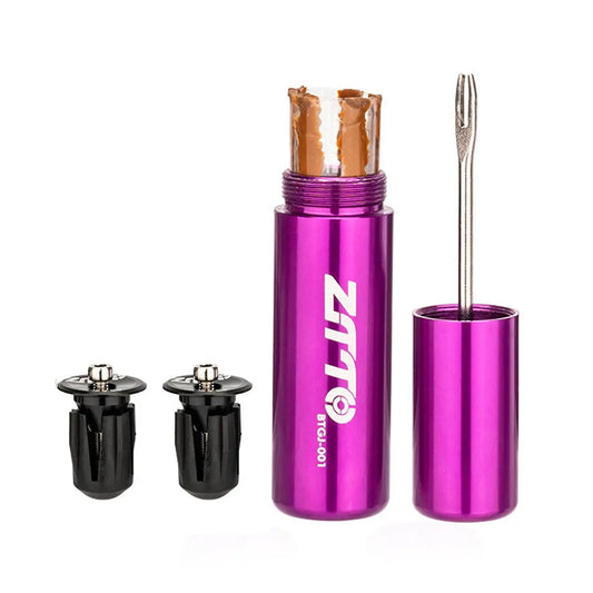 ZTTO Tubeless Bike Tire Repair Kit – Flat Puncture Plug Tool with Strips & Handlebar Storage for MTB & Road Bikes