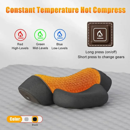 Electric Cervical Massage Pillow – Heated Vibration Neck Traction Memory Foam Support for Sleep & Spine Relaxation