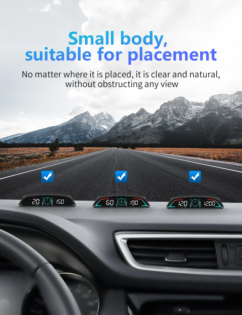 Multi OBD Meter B3 HUD – Speed, RPM, Water Temp, Fuel, Time with Overspeed, Voltage Alarm & Drive Reminder