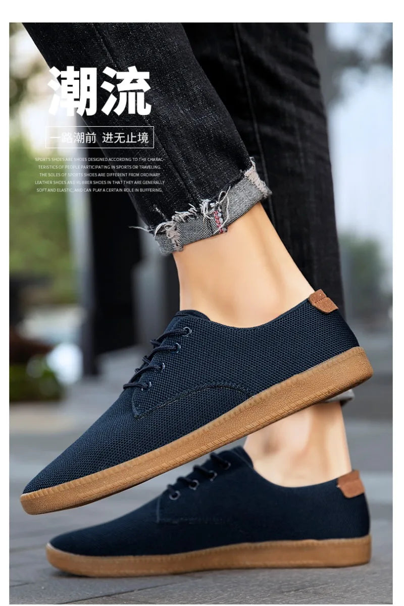 Men’s Canvas Casual Sneakers — Lightweight Slip-On Vulcanized Flats & Loafers, Comfortable Trainers Shoes